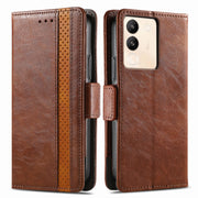For vivo X100 CaseNeo Splicing Dual Magnetic Buckle Leather Phone Case(Brown)