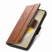 For vivo X100 CaseNeo Splicing Dual Magnetic Buckle Leather Phone Case(Brown)