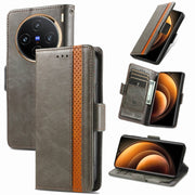 For vivo X100 CaseNeo Splicing Dual Magnetic Buckle Leather Phone Case(Gray)
