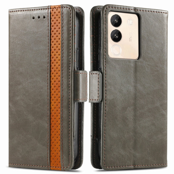 For vivo X100 CaseNeo Splicing Dual Magnetic Buckle Leather Phone Case(Gray)