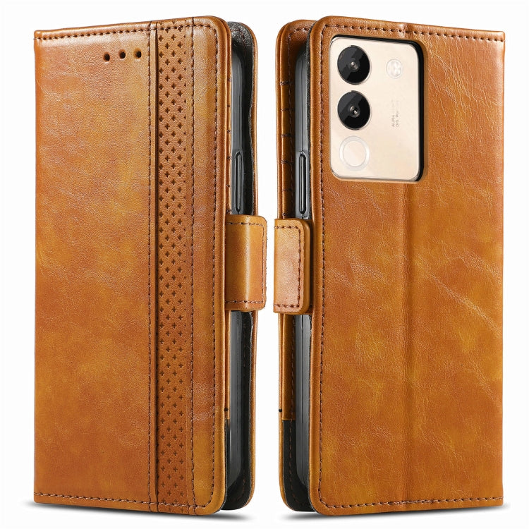 For vivo X100 CaseNeo Splicing Dual Magnetic Buckle Leather Phone Case(Khaki)