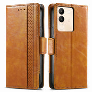 For vivo X100 CaseNeo Splicing Dual Magnetic Buckle Leather Phone Case(Khaki)