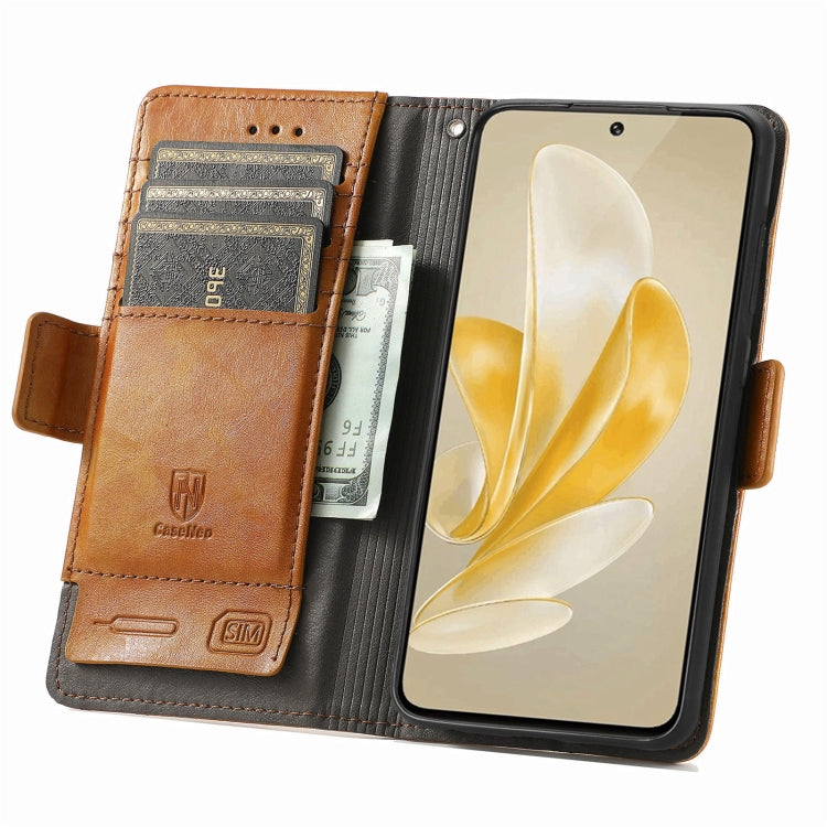 For vivo X100 CaseNeo Splicing Dual Magnetic Buckle Leather Phone Case(Khaki)