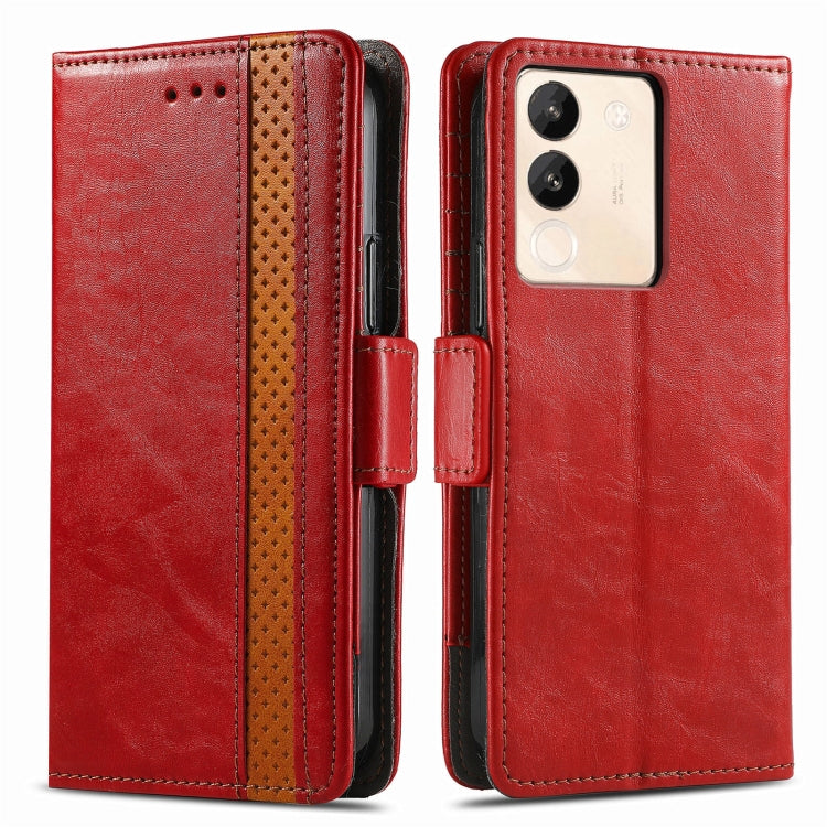 For vivo X100 CaseNeo Splicing Dual Magnetic Buckle Leather Phone Case(Red)