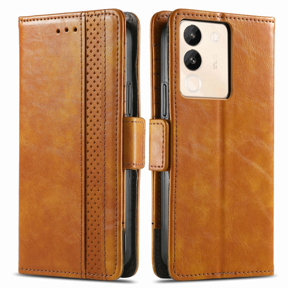 For vivo X100 Pro CaseNeo Splicing Dual Magnetic Buckle Leather Phone Case(Khaki)