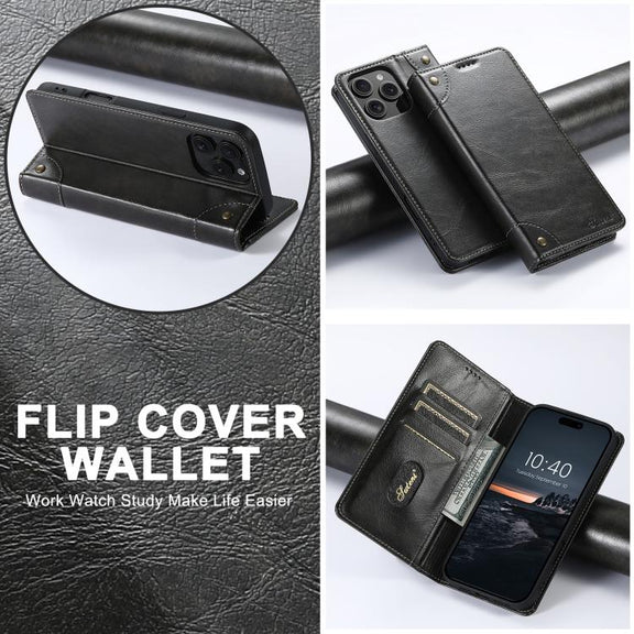 For iPhone 16e Suteni Baroque Calf Texture Buckle Wallet Leather Phone Case(Black)