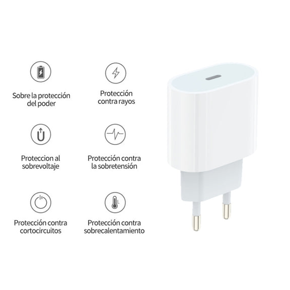 PD35W USB-C / Type-C Port Charger with 1m Type-C to Type-C Data Cable, EU Plug