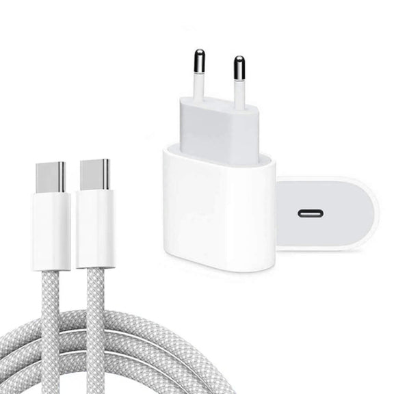 PD35W USB-C / Type-C Port Charger with 1m Type-C to Type-C Data Cable, EU Plug