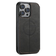 For iPhone 15 Plus Suteni J06 Retro Matte Litchi Texture Leather MagSafe Phone Case(Black)