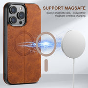 For iPhone 16 Plus Suteni J06 Retro Matte Litchi Texture Leather MagSafe Phone Case(Khaki)