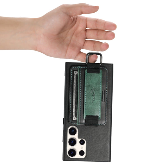 For Samsung Galaxy S24 Ultra 5G Suteni H13 Card Wallet Wrist Strap Holder PU Phone Case(Black)