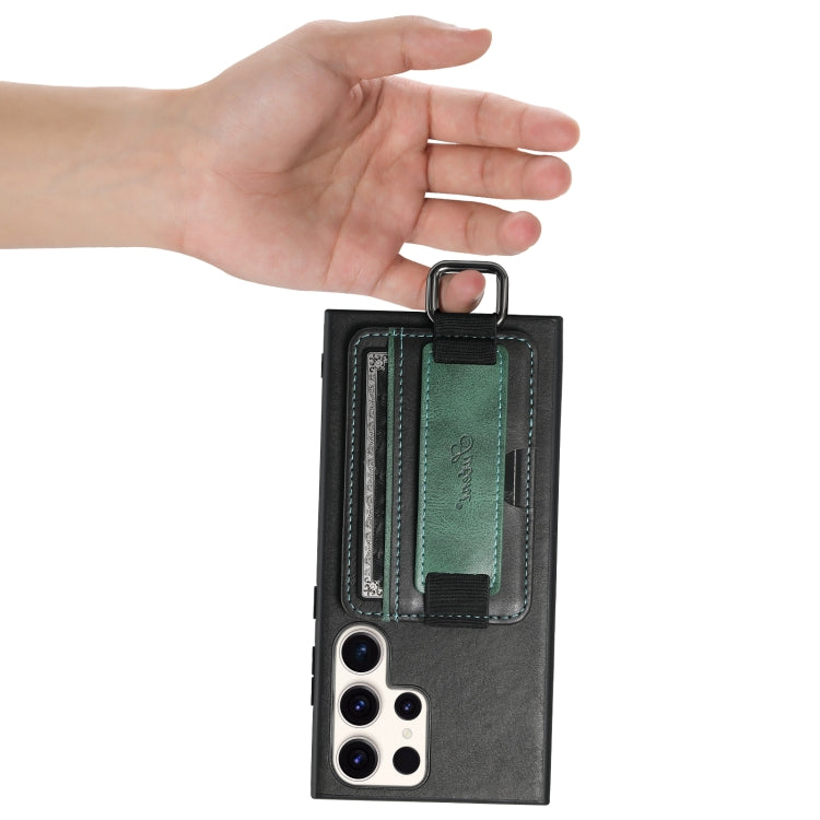 For Samsung Galaxy S24 Ultra 5G Suteni H13 Card Wallet Wrist Strap Holder PU Phone Case(Black)
