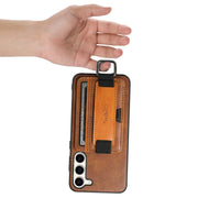 For Samsung Galaxy S24+  5G Suteni H13 Card Wallet Wrist Strap Holder PU Phone Case(Brown)