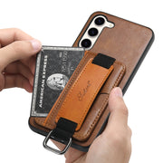 For Samsung Galaxy S24+  5G Suteni H13 Card Wallet Wrist Strap Holder PU Phone Case(Brown)
