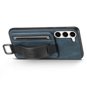 For Samsung Galaxy S24+  5G Suteni H13 Card Wallet Wrist Strap Holder PU Phone Case(Blue)