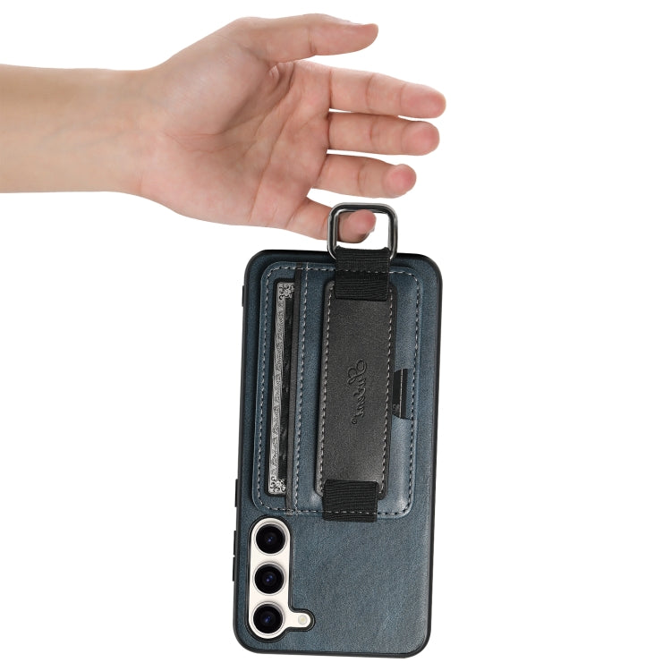 For Samsung Galaxy S24+  5G Suteni H13 Card Wallet Wrist Strap Holder PU Phone Case(Blue)