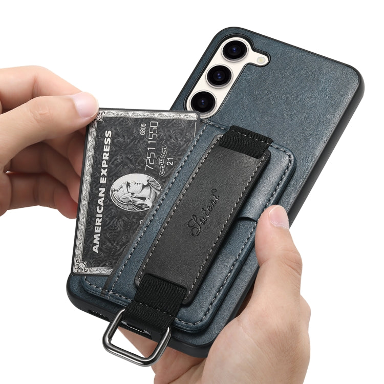 For Samsung Galaxy S24+  5G Suteni H13 Card Wallet Wrist Strap Holder PU Phone Case(Blue)