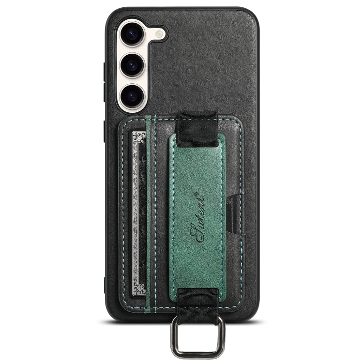 For Samsung Galaxy S24  5G Suteni H13 Card Wallet Wrist Strap Holder PU Phone Case(Black)