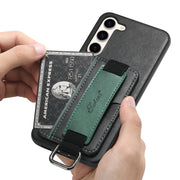 For Samsung Galaxy S24  5G Suteni H13 Card Wallet Wrist Strap Holder PU Phone Case(Black)