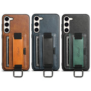 For Samsung Galaxy S24  5G Suteni H13 Card Wallet Wrist Strap Holder PU Phone Case(Black)