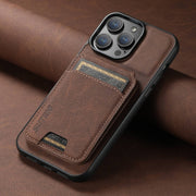 For iPhone 16 Suteni H02 Litchi Leather Card Wallet Stand Back Phone Case(Brown)