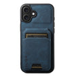 For iPhone 16 Suteni H02 Litchi Leather Card Wallet Stand Back Phone Case(Blue) - iPhone 16 Cases by Suteni | Online Shopping South Africa | PMC Jewellery | Buy Now Pay Later Mobicred