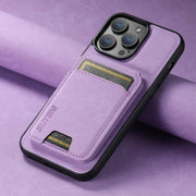 For iPhone 16 Plus Suteni H02 Litchi Leather Card Wallet Stand Back Phone Case(Purple)
