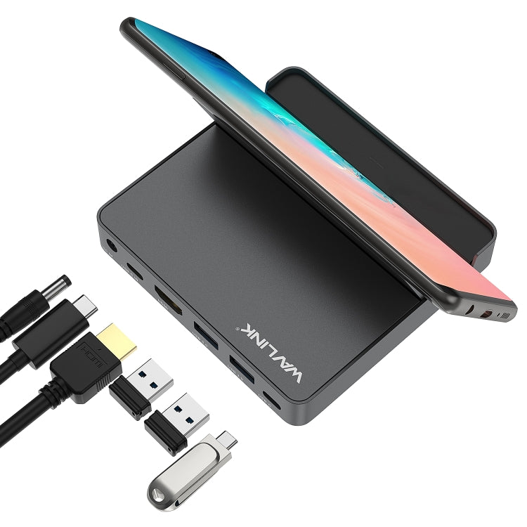 WAVLINK WL-UHP3D01 Portable Type-C Cell Phone Docking Station Multi-Port USB HUB Adapter(AU Plug)