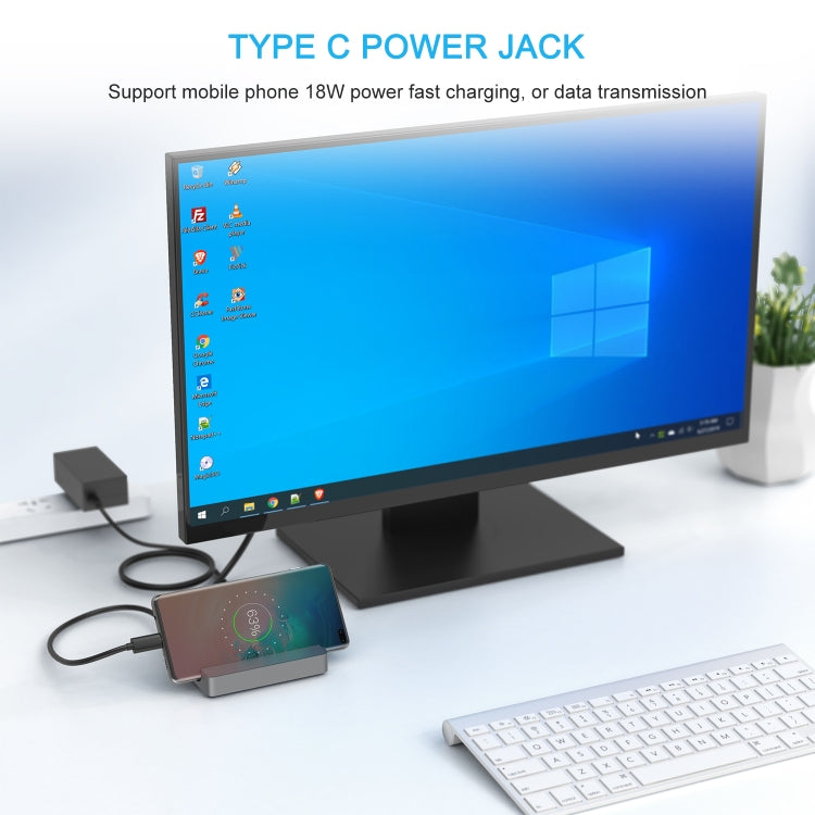 WAVLINK WL-UHP3D01 Portable Type-C Cell Phone Docking Station Multi-Port USB HUB Adapter(EU Plug)
