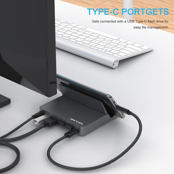 WAVLINK WL-UHP3D01 Portable Type-C Cell Phone Docking Station Multi-Port USB HUB Adapter(AU Plug)