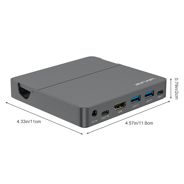 WAVLINK WL-UHP3D01 Portable Type-C Cell Phone Docking Station Multi-Port USB HUB Adapter(AU Plug)