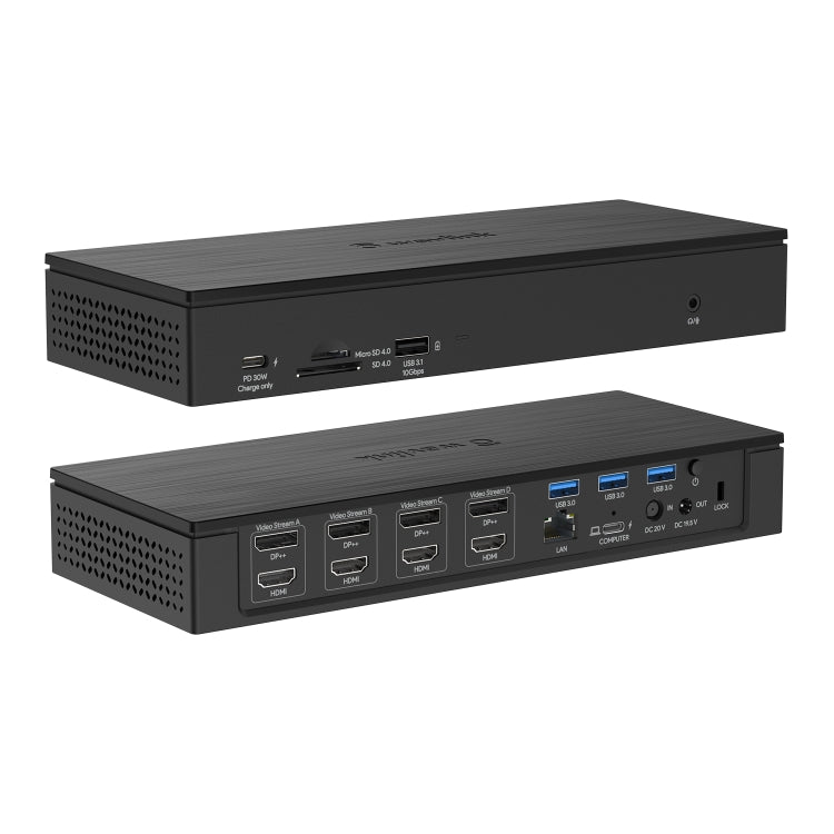 WAVLINK UG69PD10 1 to 4 Screens 4K/5K AV Transfer USB-C to HD Type-C Docking Station Hub, Plug:EU Plug