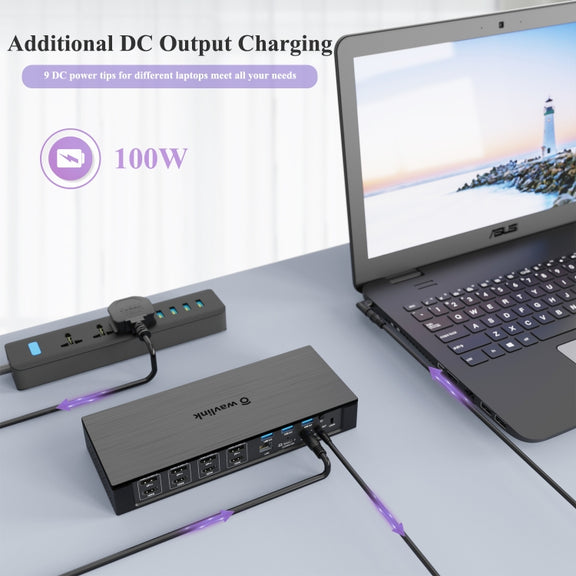 WAVLINK UG69PD10 1 to 4 Screens 4K/5K AV Transfer USB-C to HD Type-C Docking Station Hub, Plug:US Plug