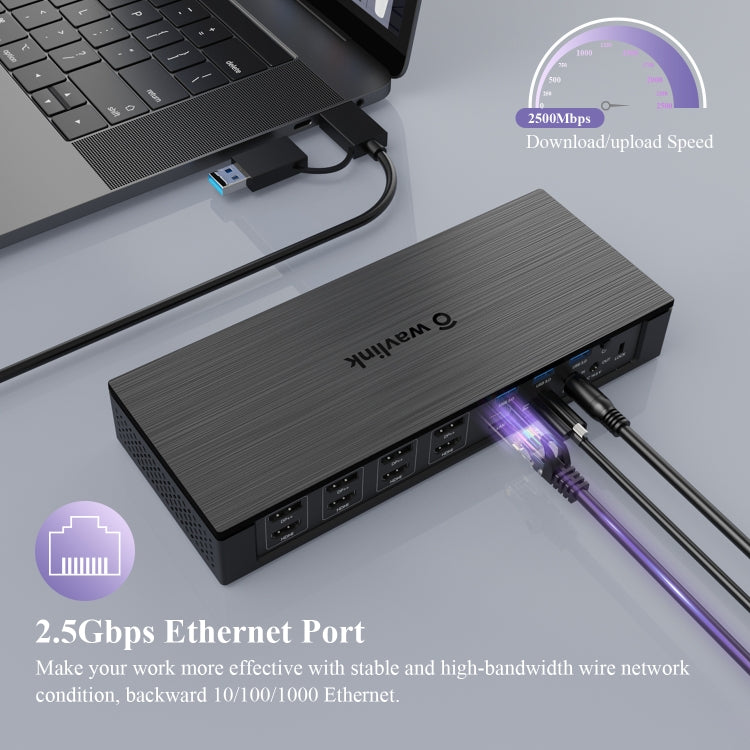 WAVLINK UG69PD10 1 to 4 Screens 4K/5K AV Transfer USB-C to HD Type-C Docking Station Hub, Plug:AU Plug