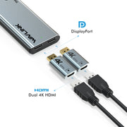 WAVLINK WL-UTD05H Thunderbolt 3 Dual 4K Mini Docking Station Converter With 2 DP to HD Adapters
