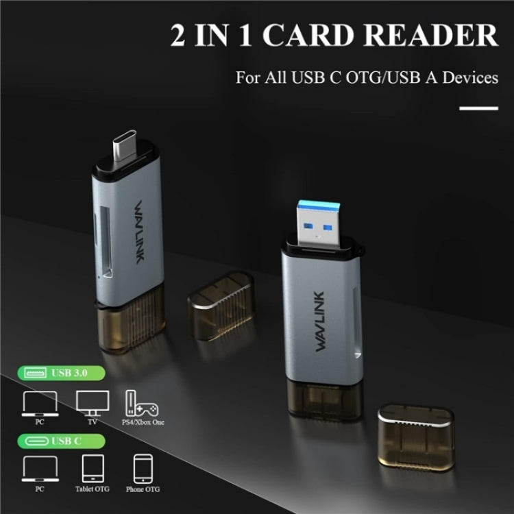WAVLINK WL-CR3002 Multi-Function Mini Aluminum Alloy Shell Type-C+USB3.0 SD/TF Card Reader