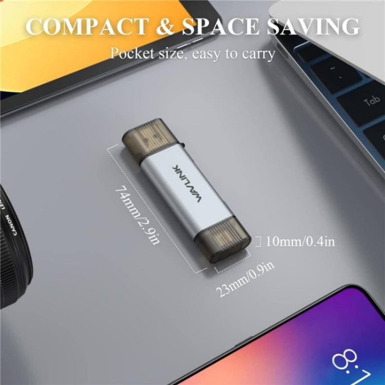 WAVLINK WL-CR3002 Multi-Function Mini Aluminum Alloy Shell Type-C+USB3.0 SD/TF Card Reader