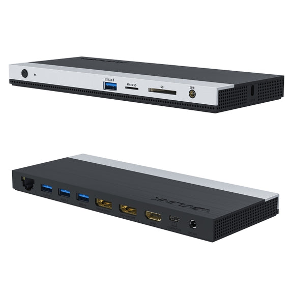 WAVLINK WL-UMD01 USB3.0 Splitter Docking Station Gigabit Ethernet / DP / HD Cable Converter(EU Plug)