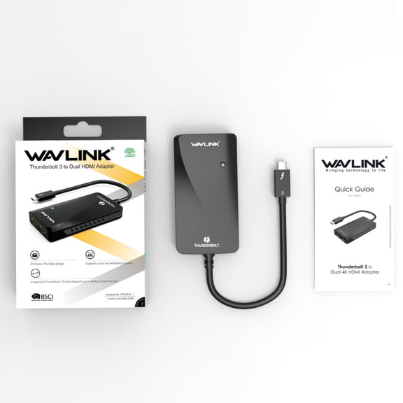WAVLINK WL-UTA01H Type-C Thunderbolt 3 to Dual HDMI Multi-Screen Extender Splitter Adapter