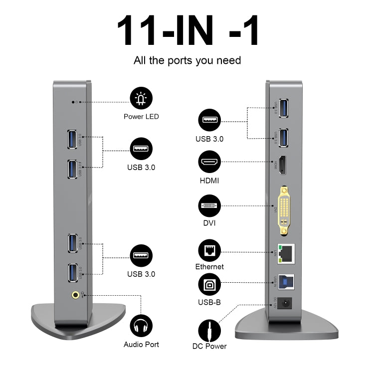 WAVLINK WL-UG39DK7 USB3.0 Hub Adapter Multi-Screen Graphics Card Universal Docking Station, Plug:EU Plug