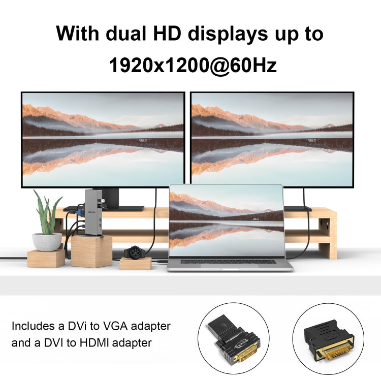 WAVLINK WL-UG39DK7 USB3.0 Hub Adapter Multi-Screen Graphics Card Universal Docking Station, Plug:EU Plug