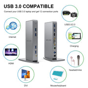 WAVLINK WL-UG39DK7 USB3.0 Hub Adapter Multi-Screen Graphics Card Universal Docking Station, Plug:EU Plug