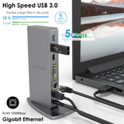 WAVLINK WL-UG39DK7 USB3.0 Hub Adapter Multi-Screen Graphics Card Universal Docking Station, Plug:EU Plug