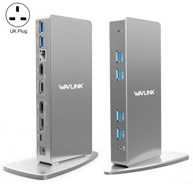 WAVLINK WL-UG69DK7 Laptops Type-C Universal Desktop Docking Station Aluminum Alloy HUB Adapter(UK Plug)