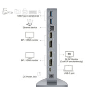 WAVLINK WL-UG69DK7 Laptops Type-C Universal Desktop Docking Station Aluminum Alloy HUB Adapter(US Plug)