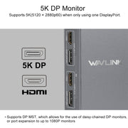 WAVLINK WL-UG69DK7 Laptops Type-C Universal Desktop Docking Station Aluminum Alloy HUB Adapter(US Plug)