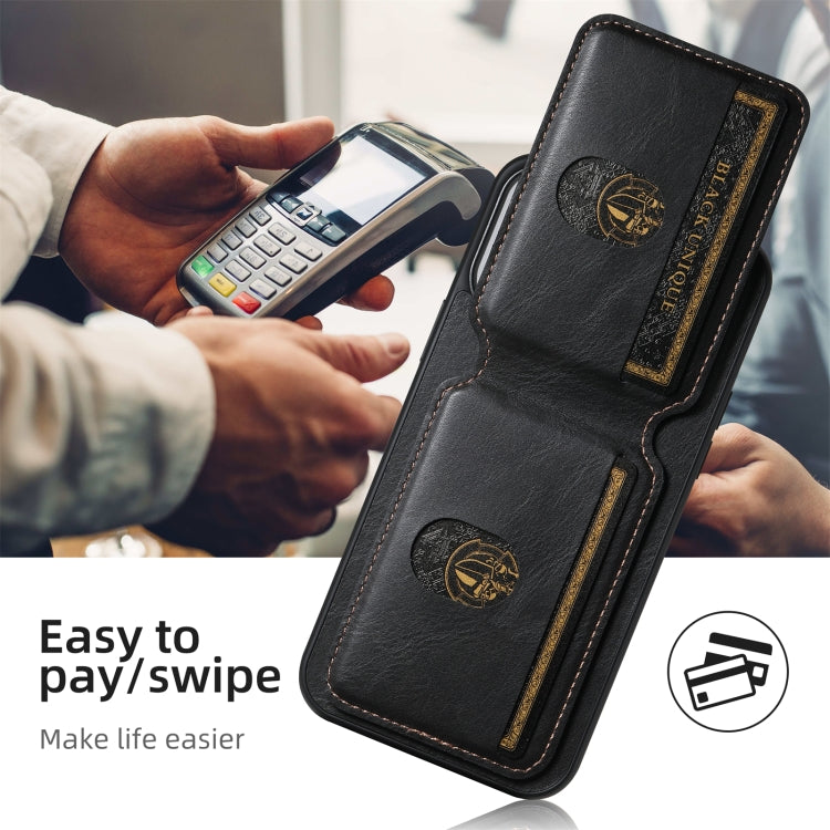 For iPhone 16 Plus Suteni H03 Oil Wax Leather Wallet Stand Back Phone Case(Black)