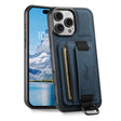For iPhone 16 Pro Max Suteni H13 Litchi Leather Wrist Strap Wallet Back Phone Case(Blue) - iPhone 16 Pro Max Cases by Suteni | Online Shopping South Africa | PMC TechLife | Buy Now Pay Later Mobicred
