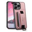 For iPhone 16 Pro Max Suteni H13 Litchi Leather Wrist Strap Wallet Back Phone Case(Pink) - iPhone 16 Pro Max Cases by Suteni | Online Shopping South Africa | PMC TechLife | Buy Now Pay Later Mobicred