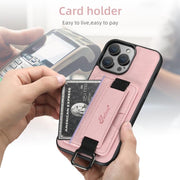 For iPhone 16e Suteni H13 Litchi Leather Wrist Strap Wallet Back Phone Case(Pink)